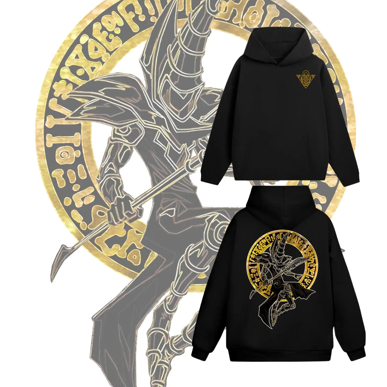 Retro Limited Monster Card "Dark Magician" Yu-Gi-Oh! Anime Double Printed Tee, Unisex Anime Manga Cotton Hoodie Sweatshirt T-shirt, Gift For Anime Fan, Anime Lover