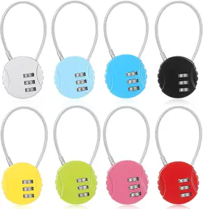 8 Pack Combination Wire Lock 3 Digit Small Combo Luggage Number Cable Padlock Outdoor Waterproof Resettable Lock for School Gym Locker Travel Backpack Suitcase Storage (Multi Color)  Steel Toothbrush