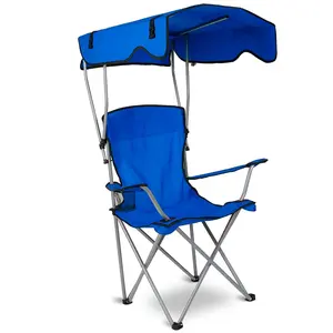 Camping Chairs with Shade Canopy for Adults, Foldable Portable Canopy Chair, Folding Lawn Outdoor Chair with Canopy for Beach, Camping, Support 330LBS--Blue