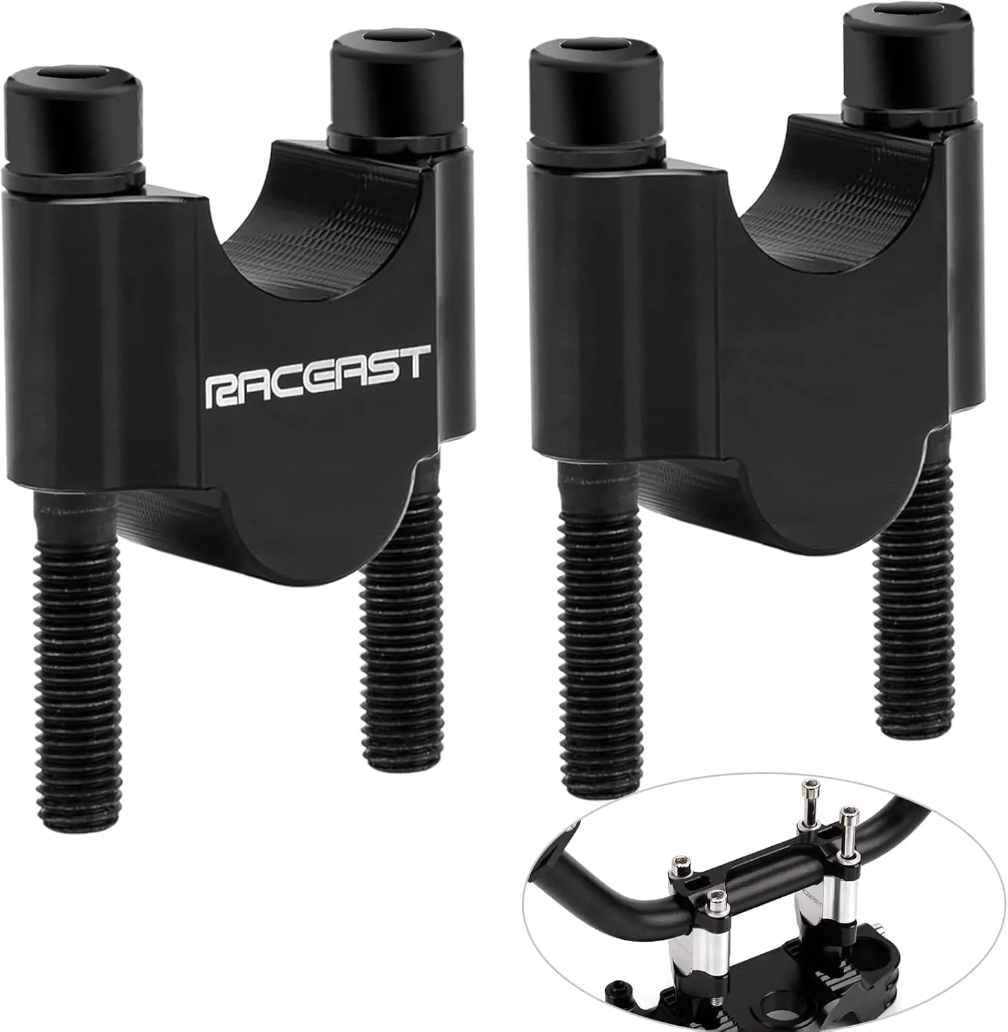 11/8 handlebar risers Motorcycle 28mm Handle Bar 30mm Height Aluminum Alloy Riser fit for Harley Yamaha BMW Can-Am almost motorcycle Dirtbikes (Black, 11/8 inch (28mm)) Universal Lock Steering