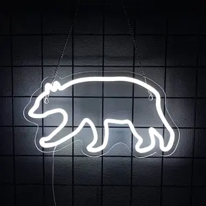 Bear Neon Sign, Cool Led Sign for Wall Decor - Usb Powered, Bear Led Light for Bedroom, Bar, Pub, Party, Man Cave Decor, Unique Gift for Teenage Boys, Led Neon Lights