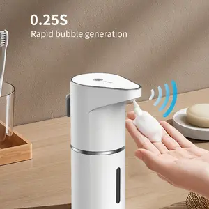 Home automatic sensing foam hand sanitizer dispenser, three-stage adjustable contactless smart hand sanitizer dispenser, USB rechargeable function, large capacity of 350 ml, wall-mounted design, suitable for various scenarios such as bathrooms