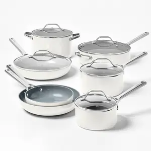 Figmint 12PC Aluminum Cookware Set 450 Degree F Cream Nonstick Ceramic Coated Figmint 12PC Aluminum Cookware Set 450 Degree F Cream Nonstick Ceramic Coated
