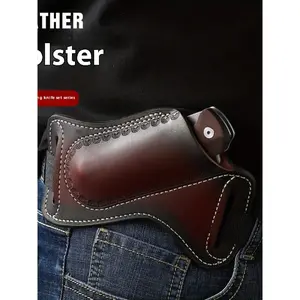 Multi-functional tool storage leather case, top-grain cowhide hiking waist bag, folding knife storage pouch, knife case, camping and hiking tool waist bag, Survival Gear