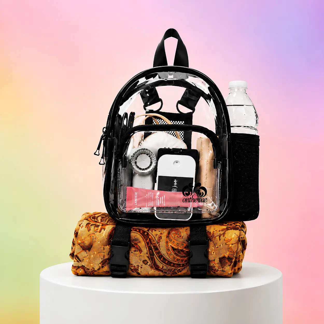 Anti-Theft Mini Backpack Clear Transparent Small Convertible Straps Crossbody for Raves Stadium Festival Concert