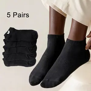 Pack of 5,no-show socks,Breathable fabric socks, breathable, sweat-absorbing, comfortable, and stay-on short socks, design suits daily casual wear,80% cotton