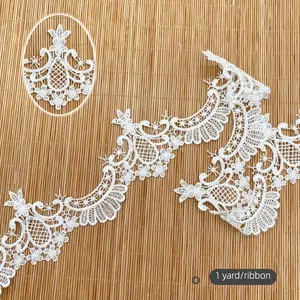 Women Lace Embellishments, Polyester Thread Sewing Accessory, DIY Supplies for Women Clothing & Decorations, Perfect for Crafting, Embroidered Lace Trim
