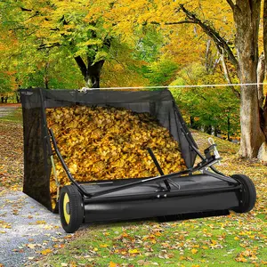 Heavy Duty 44" inch Tow-Behind Lawn Sweeper Leaf Yard Leaf & Grass Collector with Adjustable Sweeping Height