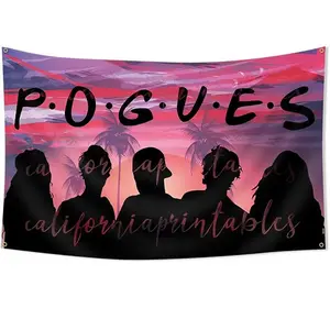 Pogue&Life Outdoor Bank Tapestry Vintage Poster 3x5Ft 90x150cm with 4 Hole Brass Rings for Party Decoration and Bedroom Collage Hanging