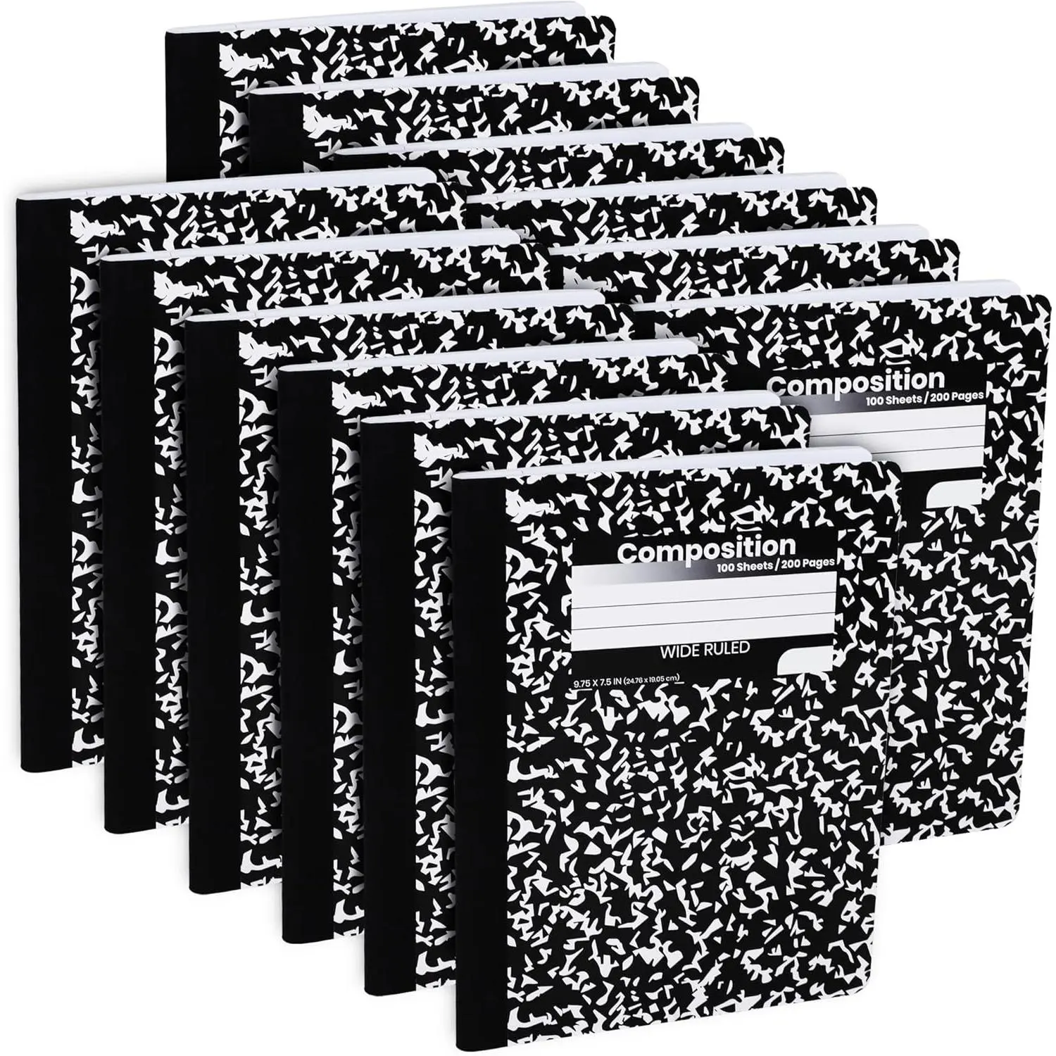 Composition Notebooks, Wide Ruled Paper Writing Journals, Marble Cover Composition Books, 100 Sheets, School Notebooks, School Supply Notebooks Bulk, Student Journal Notebooks Bulk, School & Office