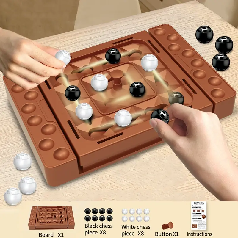 Interactive Touch Flip Black White Chess Parent-Child Interactive Intelligent Tabletop Board Games Montessori Track Chess Games