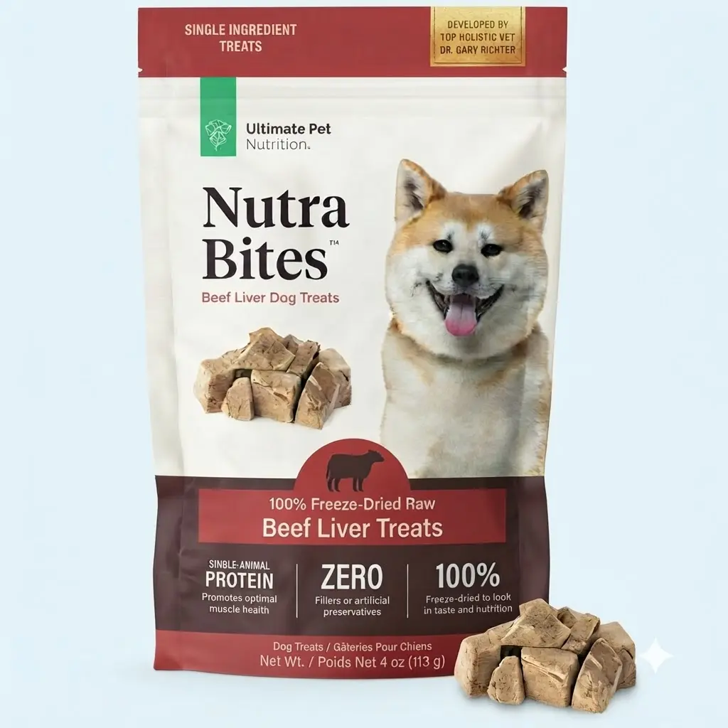 ULTIMATE PET NUTRITION Nutra Bites Freeze Dried Dog Treats 4 oz Beef Liver Vet Developed High Protein Training Treats