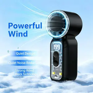 Portable Handheld Turbine Fan, Five Speed Settings, Battery Powered, 3-In-1 Mirror Mini Fan, Air Turbo Tech Cooling, Outdoor Activities, Travel, Beach