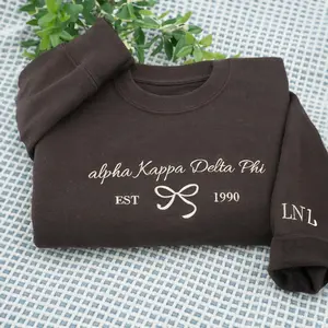 Custom Embroidered Sorority Sweatshirt for Besties, Girls Trip Crewneck, Coquette Bow Pullover, Cute College Outfit, Trendy Gift for Her