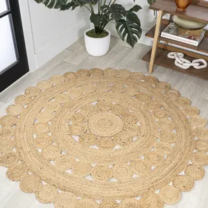 JONATHAN Y Daisy Hippy Jute Medallion Circle Indoor Area Rug; for Living Room, Kitchen, Bedroom, Dining Room, Office