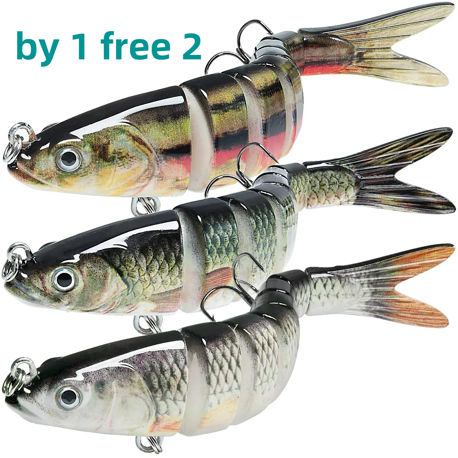 3pcs Freshwater and Saltwater Lifelike Swimbait Lures for Bass, Trout, Crappie - Slow Sinking Bass Fishing Lures for Amazing Fishing Gifts