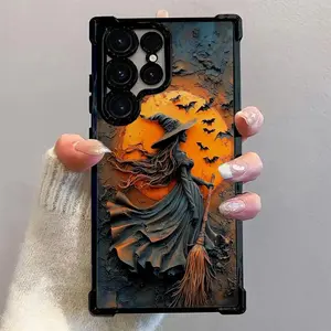 Halloween unique ghost witch bat colorful print phonecase for girls,shockproof and drop-resistant, suitablefor iPhone 17 Pro Max Air/16 Pro Max 15 14 13 12 11 XRSamsung Galaxy S22 S23 FE S24 Plus S25 Ultra,suitable for Halloween and Christmas gifts
