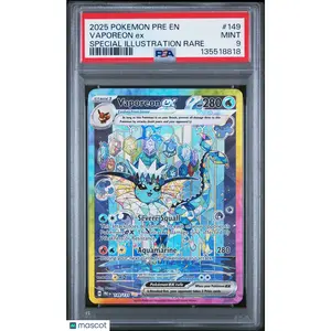 2025 Pokemon—Vaporeon EX #149 Prismatic Evolutions—Special Illustration PSA 9