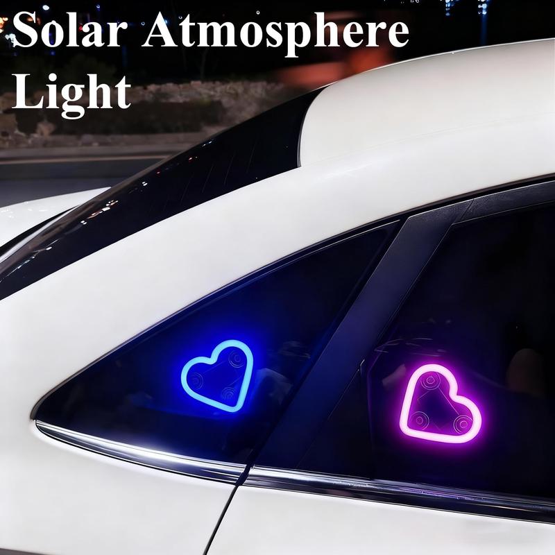 2PCS-Solar Powered Wireless LED Heart Shape C-Pillar Neon Light Eco-Friendly Modern Stylish Look for Car Interior Decor 9.57mm x 8.42mm x 15.36mm 2PCS-Solar Powered Wireless LED Heart Shape C-Pillar Neon Light Eco-Friendly Modern Stylish Look for Car Interior Decor 9.57mm x 8.42mm x 15.36mm