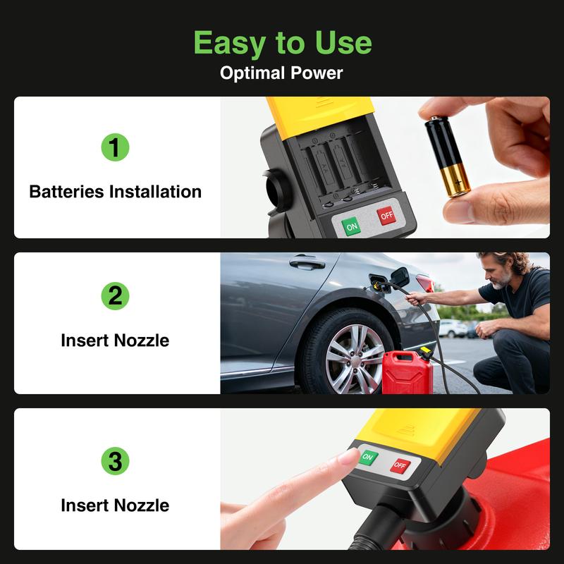 TaskStar Portable Fuel Transfer Pump 3.2 GPM- Auto-stop & Overfill Protection, Battery-Powered with 4 Adapters (Gas/Diesel/Oil/Water)
