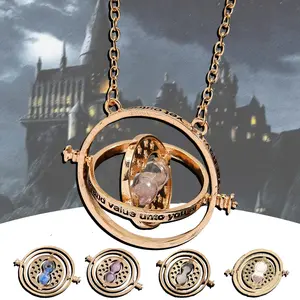 New Harries Potters Time Converter Necklace Wand Time Turner Hourglass Snitch Pendant Triangle Necklace Friend's Birthday Gift
