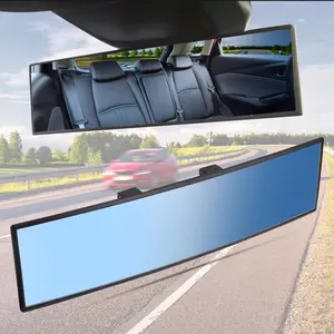 11.8"/300mm Wide Anti-Glare Blue Tint Flat Clip On Rear View Mirror for All Cars Enhances Visibility and Safety