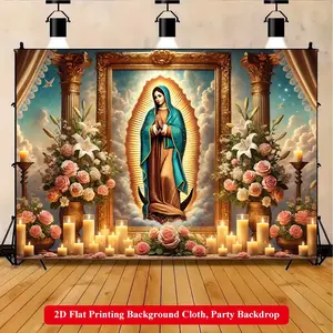 2D Flat Printing Backdrop Banner, Party Decorations, Decorative banner, Wall Hanging Backdrop, Altar With Virgin Mary Background Cloth, Multi-Size Polyester Wall Decor Suitable for home, office, outdoor parties and holiday gifts