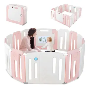 14 Panels Baby Safety Playpen Kids Safety Activity Play Center w/ Drawing Board