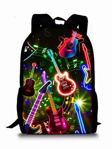Cyberpunk Guitar Pattern Print Single-Layer Backpack