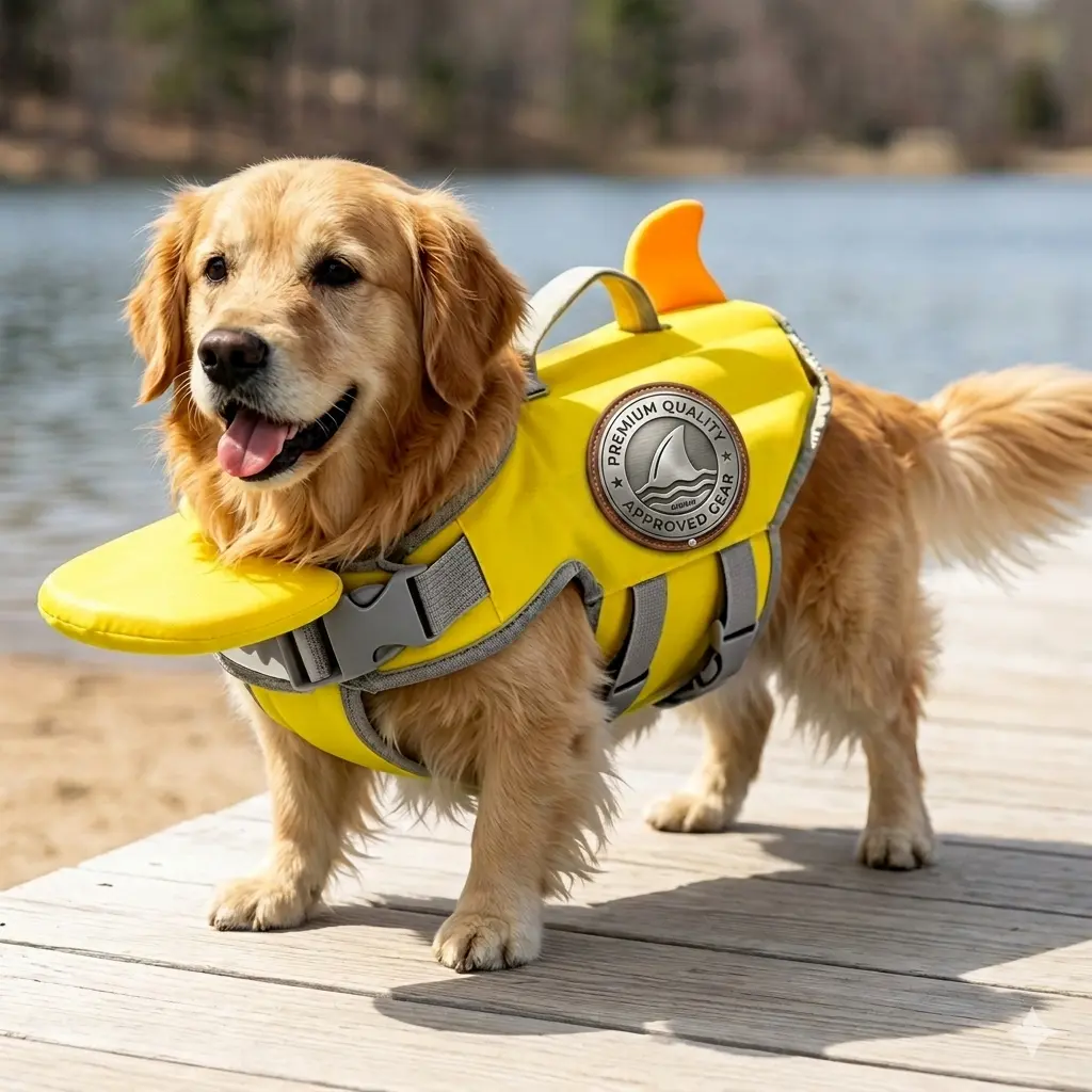 French Bulldog Dog Life Jacket Float Vest with Handle & Removable Neck Support