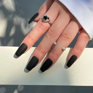 Midnight Obsidian Square Matte Nails