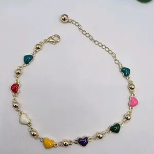 ANKLE bracelet beautiful heart's gold-plated fashion colors 7 ro 10"inches creative jewelry designer