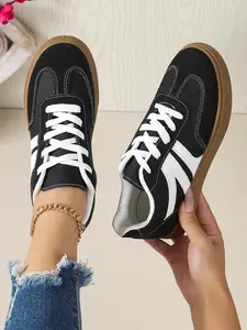 Women's Casual Tennis Shoes, Tennis Walking Shoes, Solid Color Smooth Upper, Easy Clean, Waterproof, Urban Style, Modern Fashion, Suitable for Leisure and Sports
