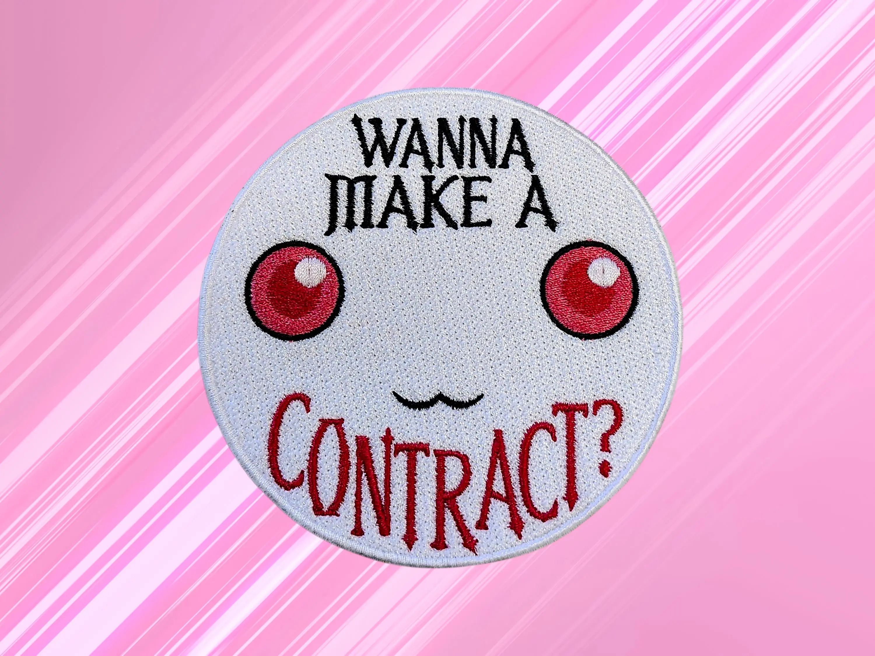 Wanna Make a Contract Popular Magical Girl Anime Inspired Embroidered Patch, Cute Anime Demon Patch, Great for Cosplay or Wearing to Anime Conventions