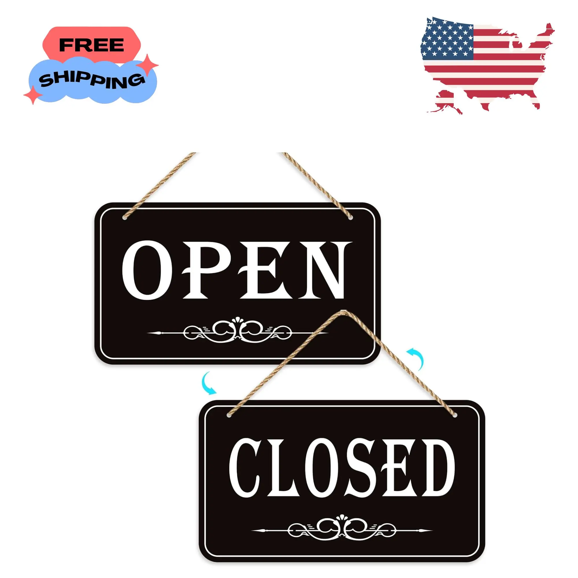 Open Closed Signs for Business, 12x6.7 Waterproof Double Sided Come In or Closed Hanging Sign