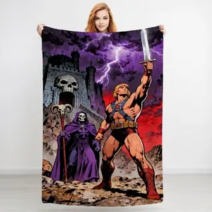 HEMAN Poster Print Flannel Blanket, a Soft and Warm Flannel Blanket Suitable for Sofas, Beds, Travel, Camping, Living Rooms, Offices, Couches, Chairs, and Beds - Digitally Printed, Usable in All Seasons, Polyester, comfy home essentials