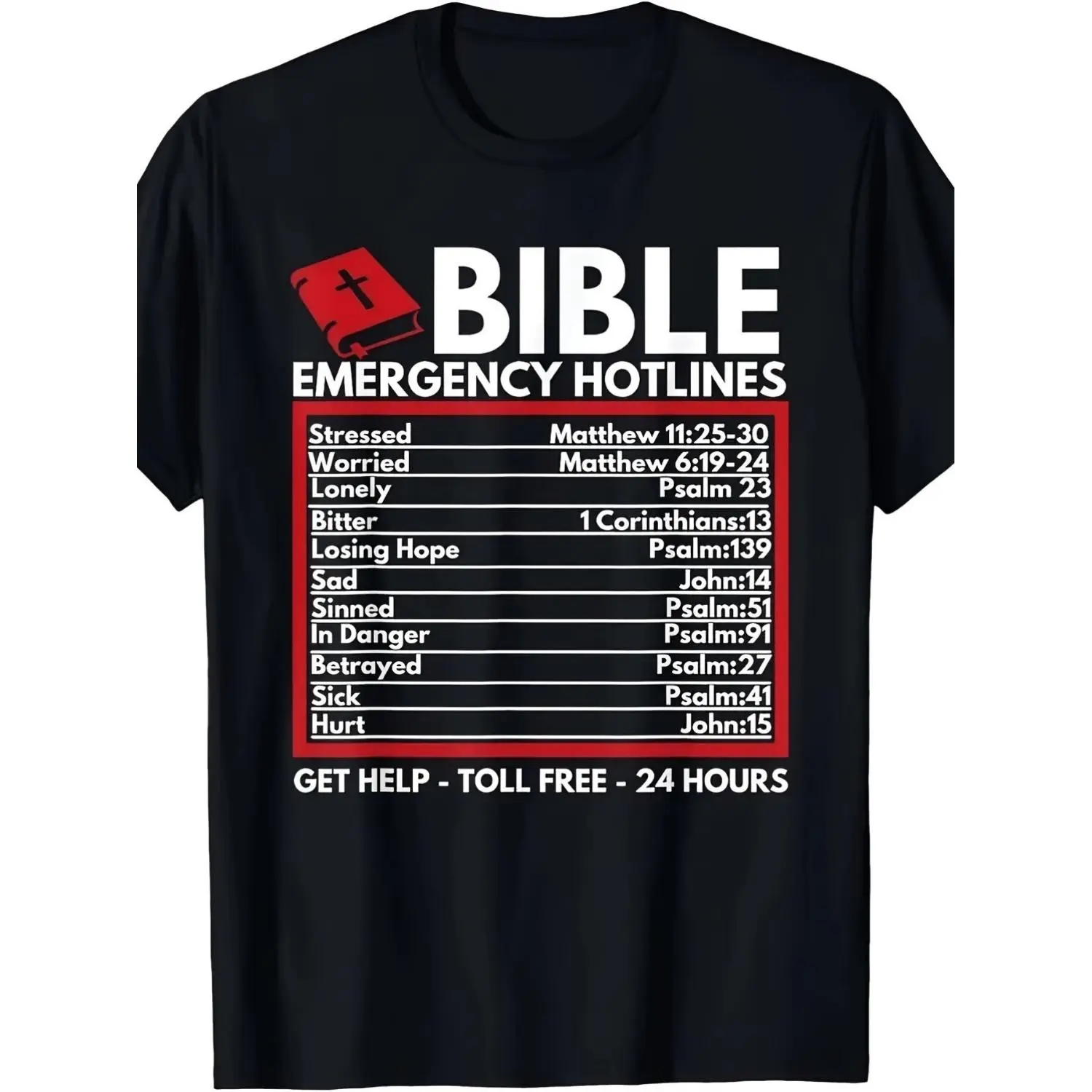 Fun Christian Bible and Jesus T Shirt Featuring an Ible Emergency Number