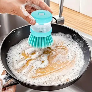 Automatic Liquid Dispensing Kitchen Cleaning Brush, Long-Handle Pot Scrubber, Multi-Functional Household Dishwashing Brush, Sink and Cookware Stain Removal Cleaning Tool