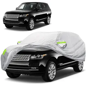 All-Weather Car Cover with UV & Dust-proof Protection Made from Polyester – Universally Designed for SUVs, Featuring Reflective Stripes for Enhanced Safety and Ideal for Outdoor Applications