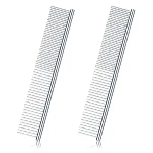2 Pieces Macrame Comb and Tassel Brush Kit - Stainless Steel Combs for Pet Grooming, Macrame Fringe Cord and Supplies (Silver)