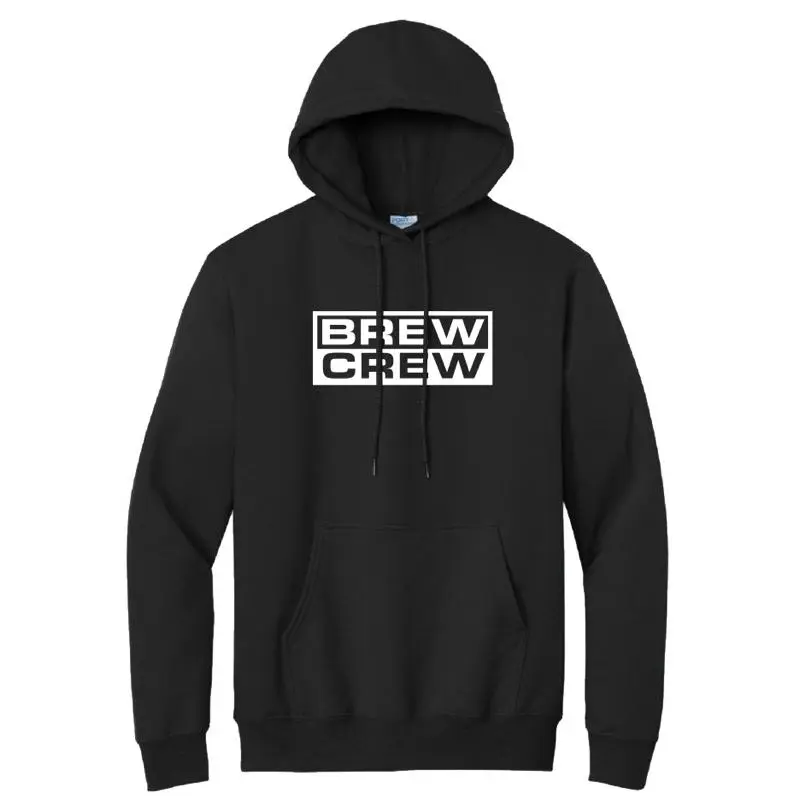 Women's Unisex 'Brew Crew' Graphic Pullover Hoodie, Casual Lightweight Classic Fit Cotton-Blend Sweatshirt, Long Sleeve Crew Neck, Stretch Spandex, All Seasons, Do Not Fade Digital Print Top