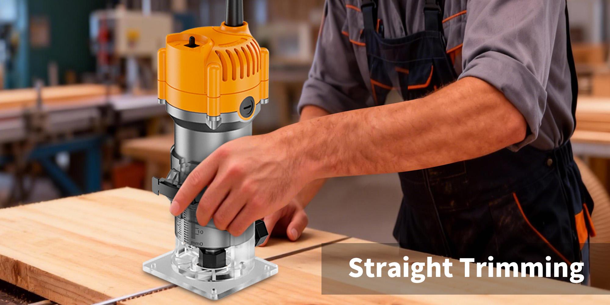 HANWISE upgraded edge trimming machine wired router, compact woodworking edge trimming router tool wired, woodworking router, suitable for woodworking slot milling and edge trimming, router power tool, gift for recipient