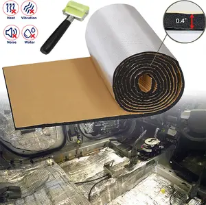 394mil Car Sound Deadener Deadening Mat Automotive Heat Shield Insulation Mat Aluminum Foil Finsh Foam Dampening Material with Self Adhesive for Car Hood Trim Roof Door and Trunk