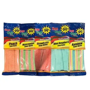 Sour Belts 6 Packs - 5 Delicious Flavors - 6x3oz Bags Total 18oz - Sweet Snack Candy - 6 Packs Of Sour Strip Belts