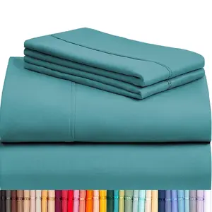 SASTTIE  4pcs Bamboo Cooling Bed Sheet Set - Ultra Soft & Breathable, Shrink-Resistant, Smooth & Comfortable for All Season | Deep Pocket Fitted Sheet, Flat Sheet, Pillowcases | Room Decor