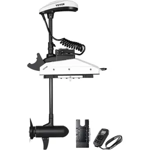 VEVOR Electric Trolling Motor, 12V 55lbs Thrust with GPS, 10-Speed Bow Mounted Saltwater Outboard Boat Motor with Remote Control LCD Battery Indicator, for Kayaks, Fishing Boats, 54-Inch Shaft