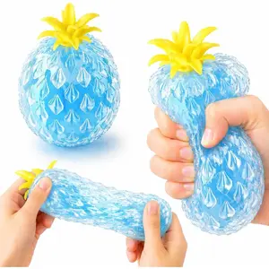 Pineapple Stress Ball, Pressure Release,Party GiftsToysSensory Stress Relief Toy Stretch Squeeze Ball Stress Anxiety Relief Fruit Squishies Sensory (Blue)