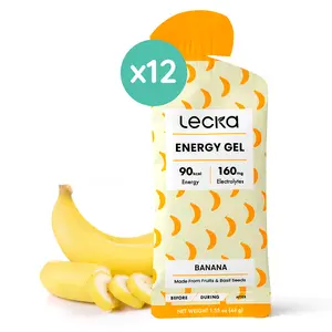 Lecka Energy Gel - Banana, 90 kcal, 160 mg Electrolytes, Brown Rice Syrup & Banana Puree, Soft & Creamy, Improves Endurance