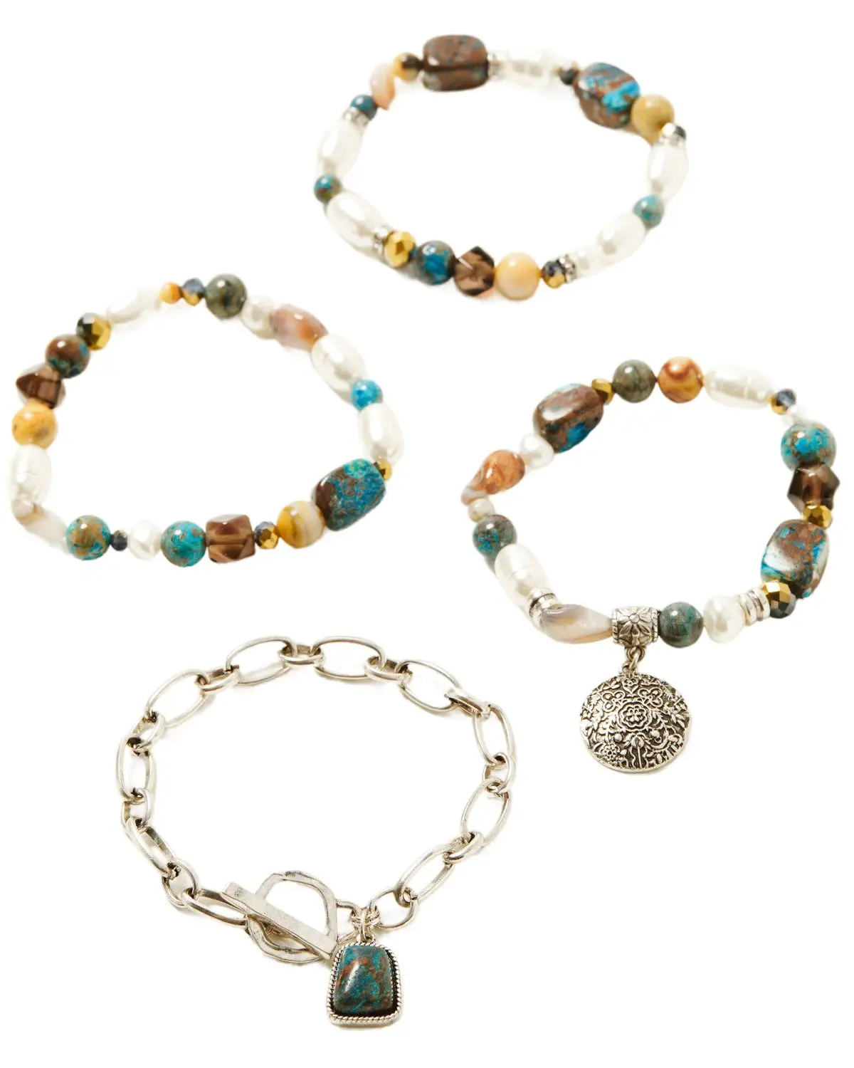 Shyanne Women's Women'S Gemma Bracelet Set 4 Piece - Sasu24b5-Slvr
