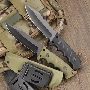 Camping gear tactical knife fixed blade, high carbon steel sheathed hunting knife, survival camping knife Multi functional outdoor knife